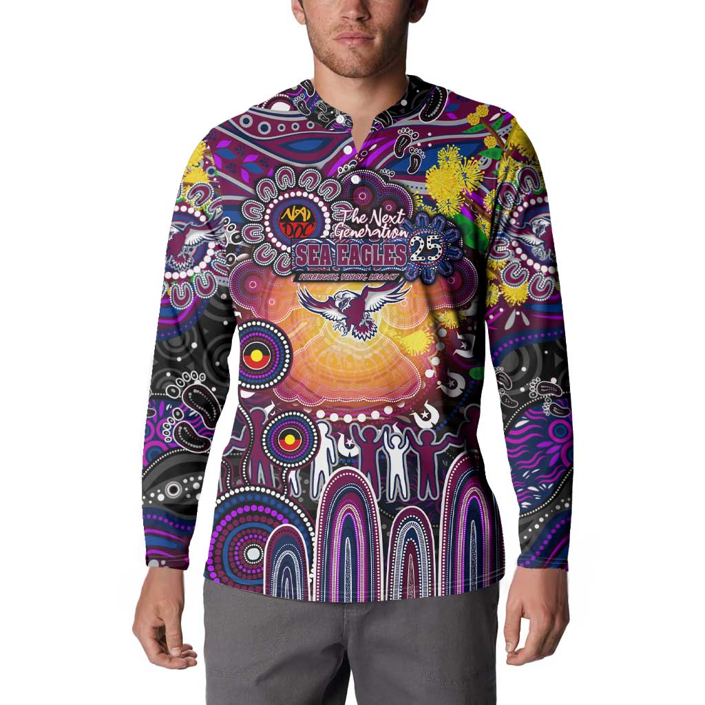 Personalised NAIDOC Week 2025 Sea Eagles Rugby Button Sweatshirt Aboriginal Dot Painting