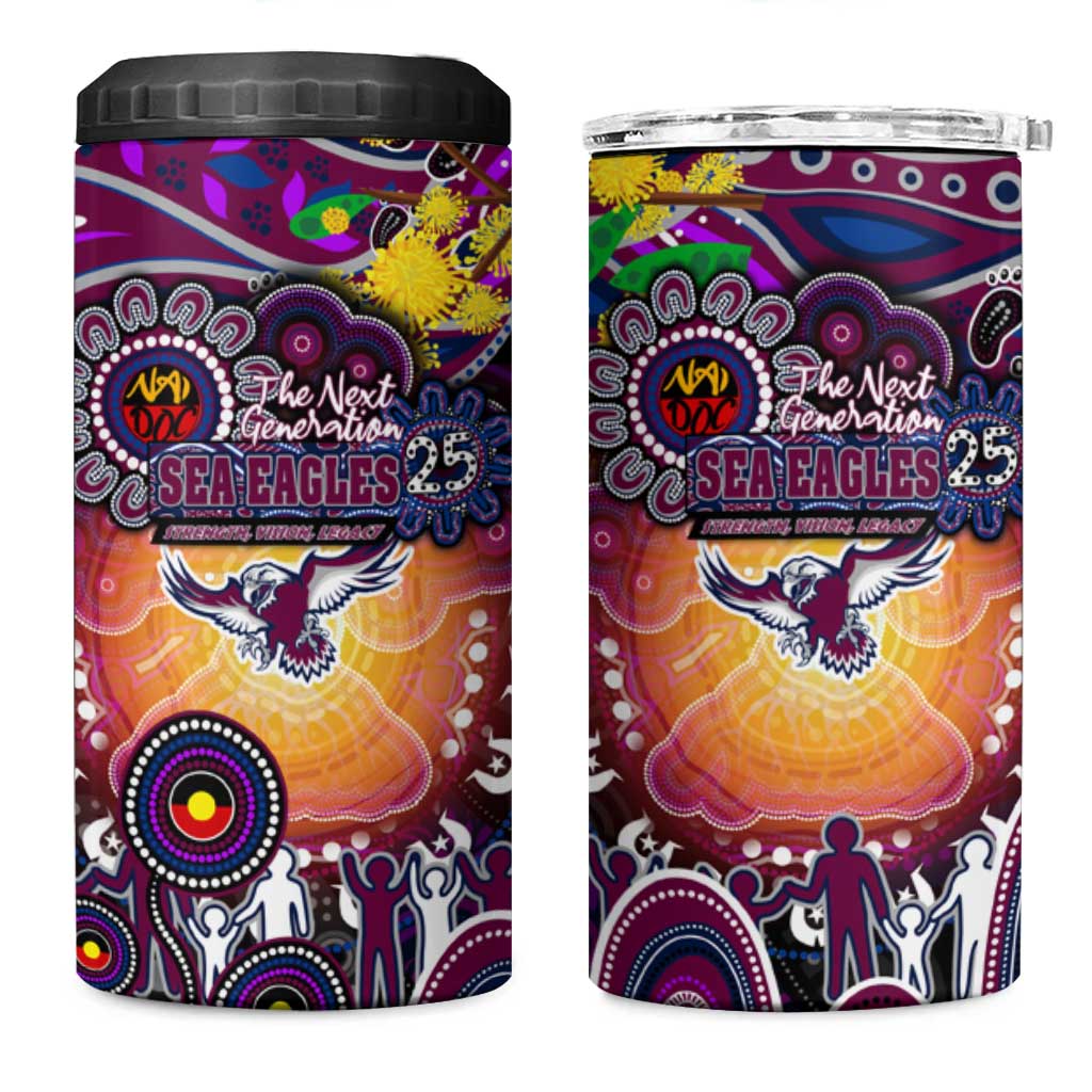 NAIDOC Week 2025 Sea Eagles Rugby 4 in 1 Can Cooler Tumbler Aboriginal Dot Painting