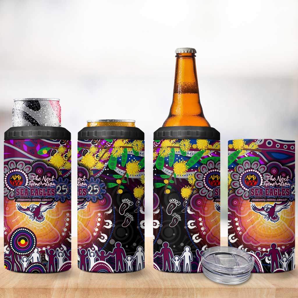 NAIDOC Week 2025 Sea Eagles Rugby 4 in 1 Can Cooler Tumbler Aboriginal Dot Painting
