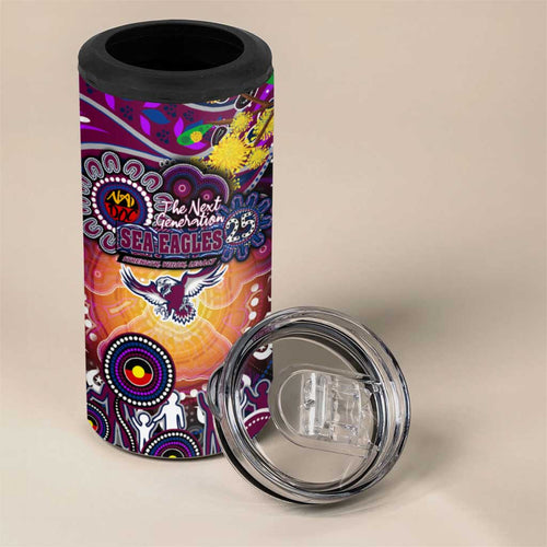 NAIDOC Week 2025 Sea Eagles Rugby 4 in 1 Can Cooler Tumbler Aboriginal Dot Painting