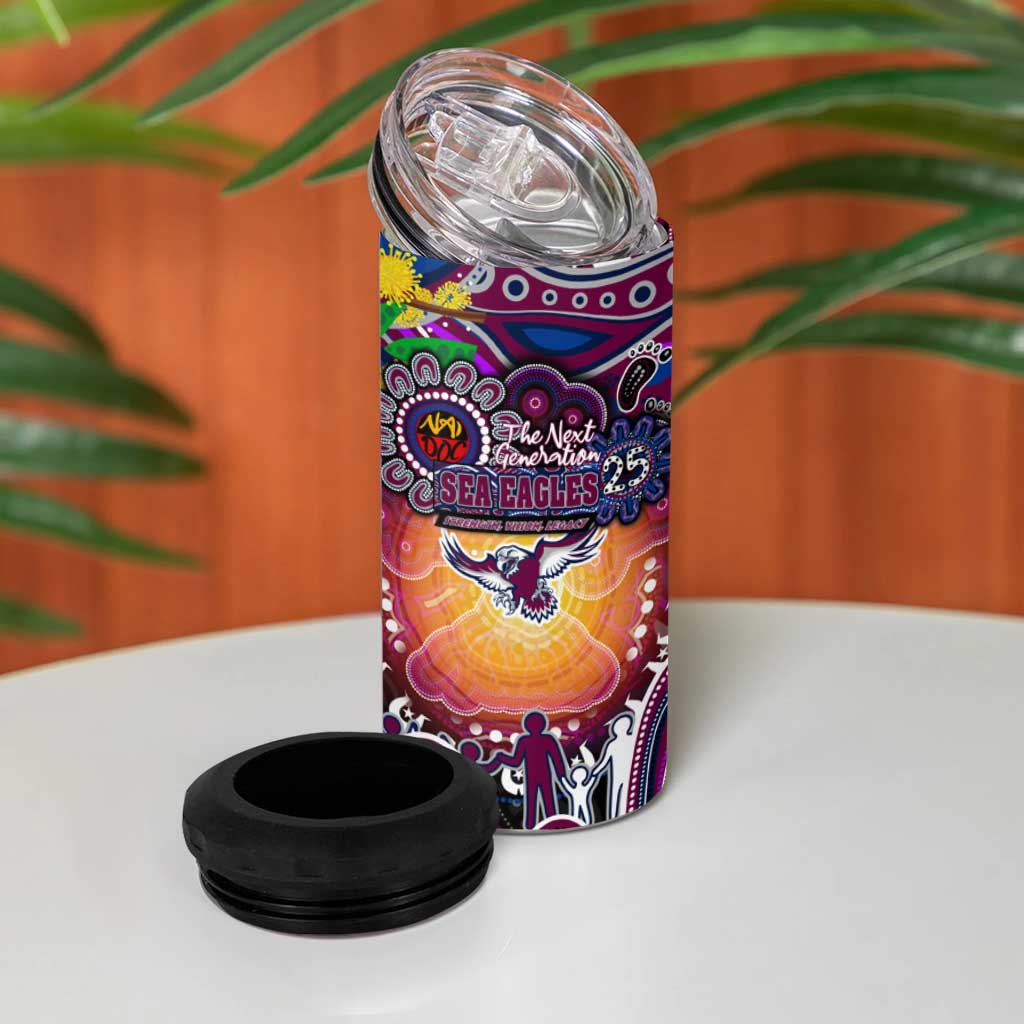 NAIDOC Week 2025 Sea Eagles Rugby 4 in 1 Can Cooler Tumbler Aboriginal Dot Painting