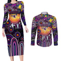 Personalised NAIDOC Week 2025 Sea Eagles Rugby Couples Matching Long Sleeve Bodycon Dress and Long Sleeve Button Shirt Aboriginal Dot Painting