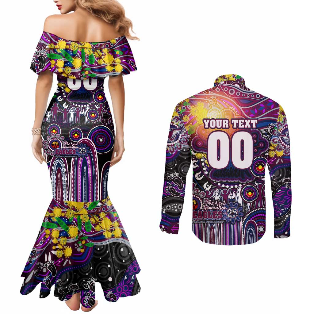 Personalised NAIDOC Week 2025 Sea Eagles Rugby Couples Matching Mermaid Dress and Long Sleeve Button Shirt Aboriginal Dot Painting