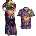 Personalised NAIDOC Week 2025 Sea Eagles Rugby Couples Matching Off Shoulder Maxi Dress and Hawaiian Shirt Aboriginal Dot Painting