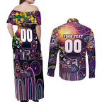 Personalised NAIDOC Week 2025 Sea Eagles Rugby Couples Matching Off Shoulder Maxi Dress and Long Sleeve Button Shirt Aboriginal Dot Painting
