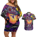 Personalised NAIDOC Week 2025 Sea Eagles Rugby Couples Matching Off Shoulder Short Dress and Hawaiian Shirt Aboriginal Dot Painting