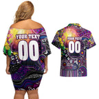 Personalised NAIDOC Week 2025 Sea Eagles Rugby Couples Matching Off Shoulder Short Dress and Hawaiian Shirt Aboriginal Dot Painting