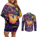 Personalised NAIDOC Week 2025 Sea Eagles Rugby Couples Matching Off Shoulder Short Dress and Long Sleeve Button Shirt Aboriginal Dot Painting
