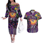 Personalised NAIDOC Week 2025 Sea Eagles Rugby Couples Matching Off The Shoulder Long Sleeve Dress and Hawaiian Shirt Aboriginal Dot Painting