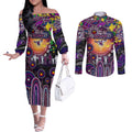 Personalised NAIDOC Week 2025 Sea Eagles Rugby Couples Matching Off The Shoulder Long Sleeve Dress and Long Sleeve Button Shirt Aboriginal Dot Painting