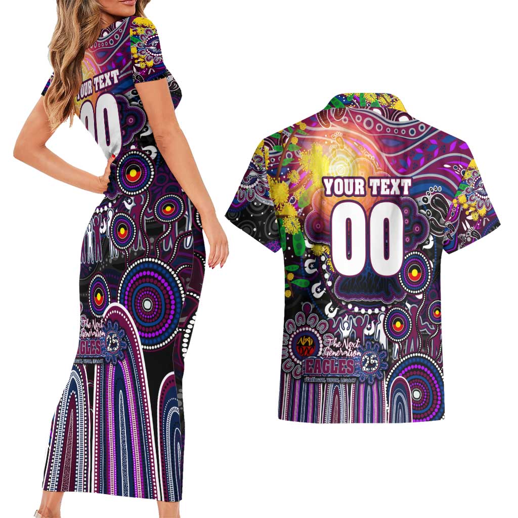 Personalised NAIDOC Week 2025 Sea Eagles Rugby Couples Matching Short Sleeve Bodycon Dress and Hawaiian Shirt Aboriginal Dot Painting