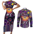 Personalised NAIDOC Week 2025 Sea Eagles Rugby Couples Matching Short Sleeve Bodycon Dress and Long Sleeve Button Shirt Aboriginal Dot Painting