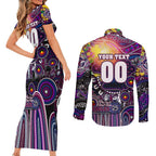 Personalised NAIDOC Week 2025 Sea Eagles Rugby Couples Matching Short Sleeve Bodycon Dress and Long Sleeve Button Shirt Aboriginal Dot Painting