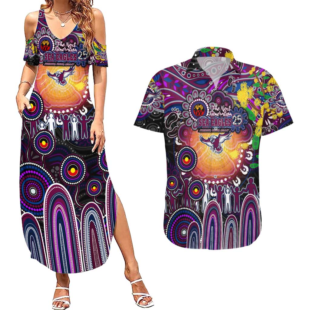 Personalised NAIDOC Week 2025 Sea Eagles Rugby Couples Matching Summer Maxi Dress and Hawaiian Shirt Aboriginal Dot Painting