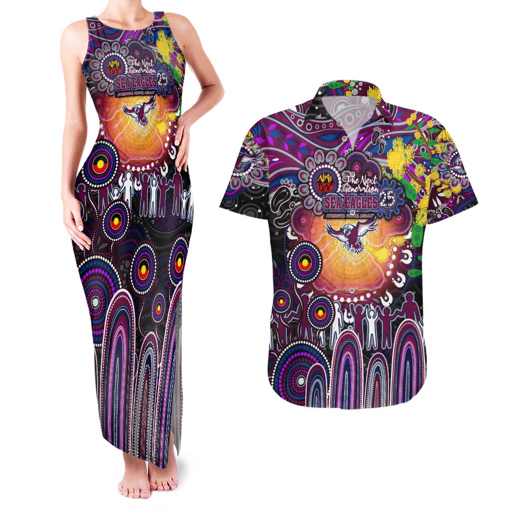 Personalised NAIDOC Week 2025 Sea Eagles Rugby Couples Matching Tank Maxi Dress and Hawaiian Shirt Aboriginal Dot Painting