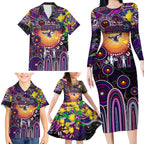 Personalised NAIDOC Week 2025 Sea Eagles Rugby Family Matching Long Sleeve Bodycon Dress and Hawaiian Shirt Aboriginal Dot Painting