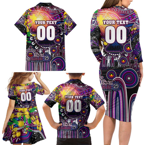 Personalised NAIDOC Week 2025 Sea Eagles Rugby Family Matching Long Sleeve Bodycon Dress and Hawaiian Shirt Aboriginal Dot Painting