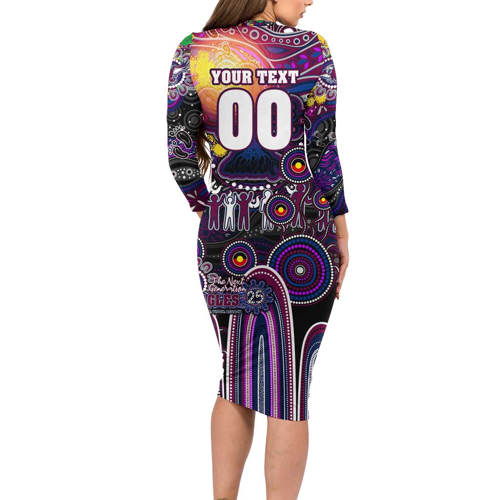 Personalised NAIDOC Week 2025 Sea Eagles Rugby Family Matching Long Sleeve Bodycon Dress and Hawaiian Shirt Aboriginal Dot Painting