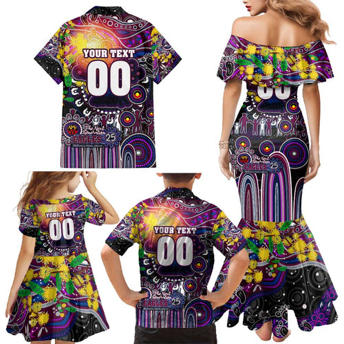 Personalised NAIDOC Week 2025 Sea Eagles Rugby Family Matching Mermaid Dress and Hawaiian Shirt Aboriginal Dot Painting
