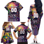 Personalised NAIDOC Week 2025 Sea Eagles Rugby Family Matching Off The Shoulder Long Sleeve Dress and Hawaiian Shirt Aboriginal Dot Painting