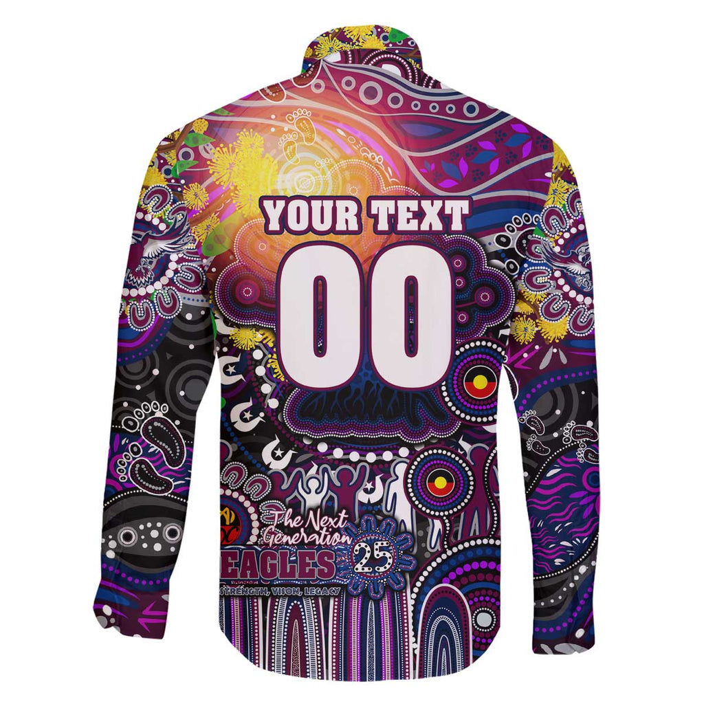 Personalised NAIDOC Week 2025 Sea Eagles Rugby Family Matching Off The Shoulder Long Sleeve Dress and Hawaiian Shirt Aboriginal Dot Painting