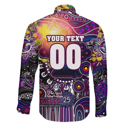 Personalised NAIDOC Week 2025 Sea Eagles Rugby Family Matching Off The Shoulder Long Sleeve Dress and Hawaiian Shirt Aboriginal Dot Painting