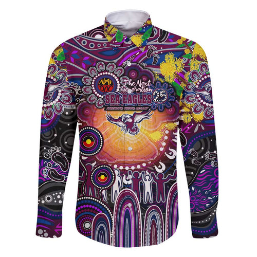 Personalised NAIDOC Week 2025 Sea Eagles Rugby Family Matching Off Shoulder Maxi Dress and Hawaiian Shirt Aboriginal Dot Painting