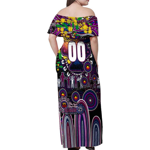Personalised NAIDOC Week 2025 Sea Eagles Rugby Family Matching Off Shoulder Maxi Dress and Hawaiian Shirt Aboriginal Dot Painting