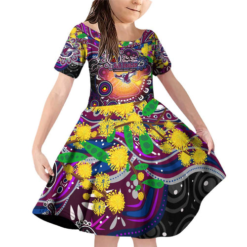 Personalised NAIDOC Week 2025 Sea Eagles Rugby Family Matching Off Shoulder Short Dress and Hawaiian Shirt Aboriginal Dot Painting