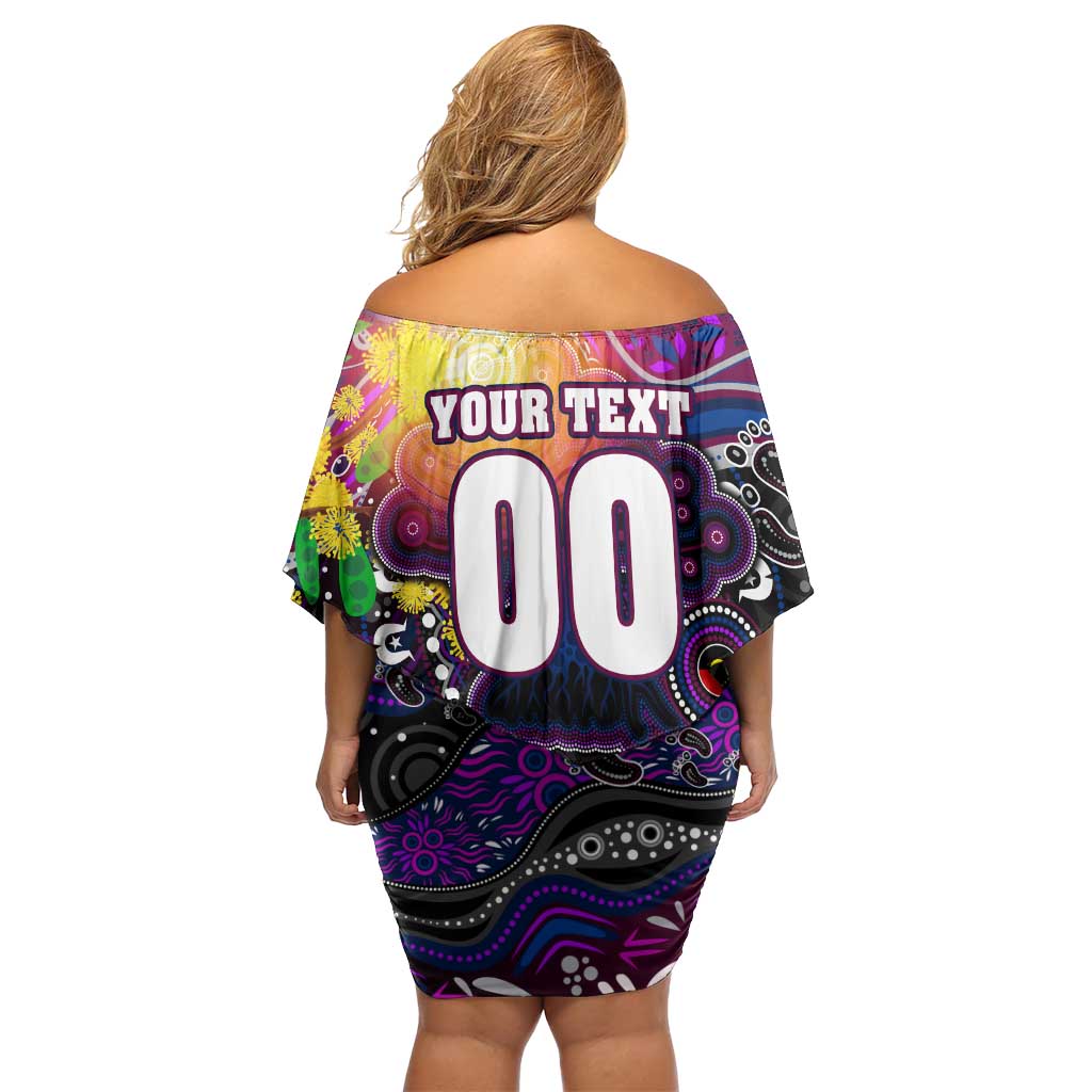 Personalised NAIDOC Week 2025 Sea Eagles Rugby Family Matching Off Shoulder Short Dress and Hawaiian Shirt Aboriginal Dot Painting