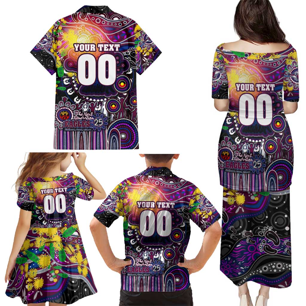 Personalised NAIDOC Week 2025 Sea Eagles Rugby Family Matching Puletasi and Hawaiian Shirt Aboriginal Dot Painting