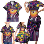 Personalised NAIDOC Week 2025 Sea Eagles Rugby Family Matching Short Sleeve Bodycon Dress and Hawaiian Shirt Aboriginal Dot Painting
