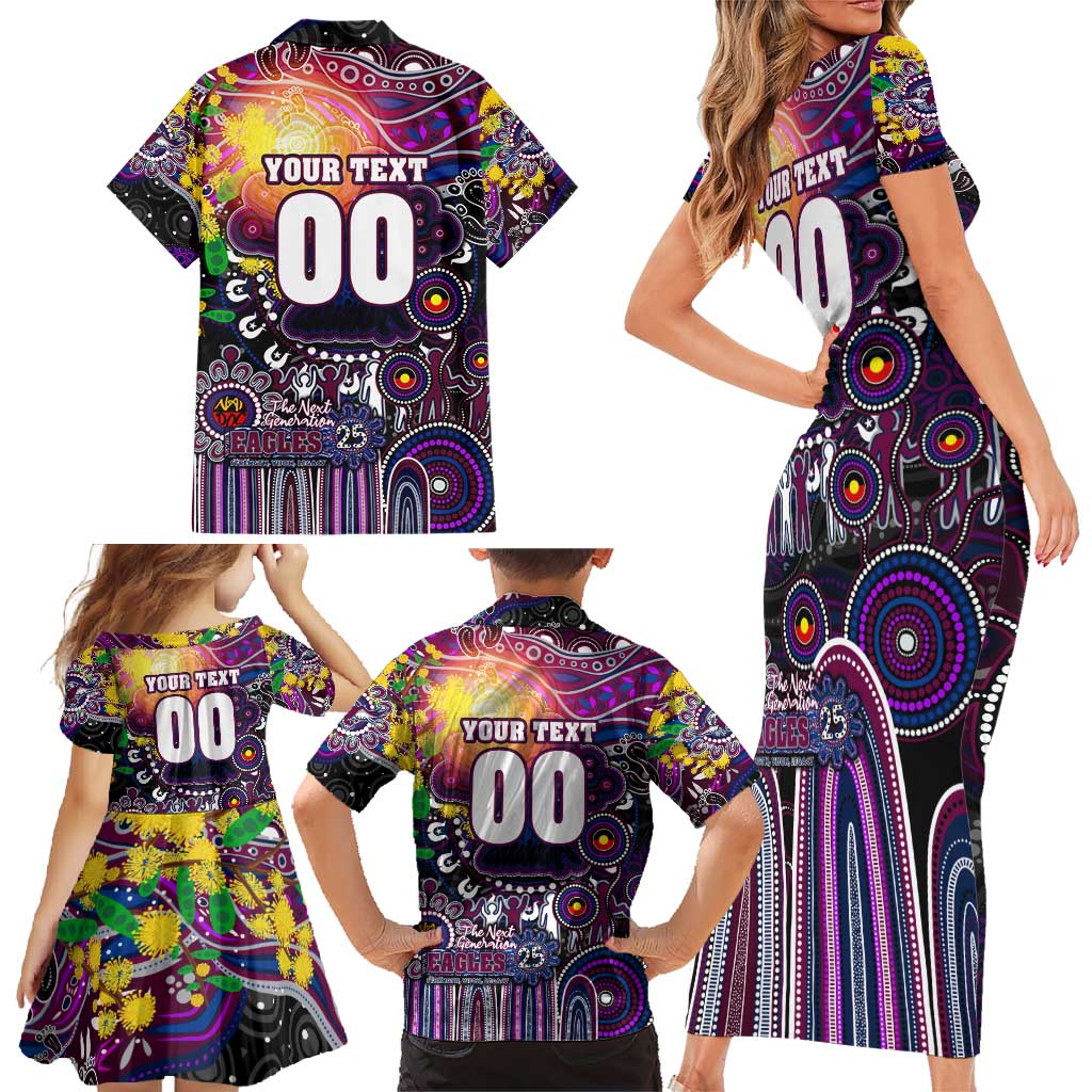 Personalised NAIDOC Week 2025 Sea Eagles Rugby Family Matching Short Sleeve Bodycon Dress and Hawaiian Shirt Aboriginal Dot Painting