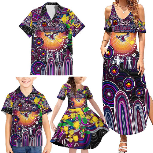 Personalised NAIDOC Week 2025 Sea Eagles Rugby Family Matching Summer Maxi Dress and Hawaiian Shirt Aboriginal Dot Painting