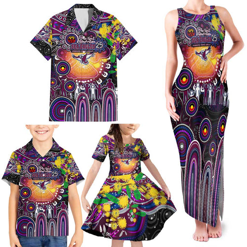 Personalised NAIDOC Week 2025 Sea Eagles Rugby Family Matching Tank Maxi Dress and Hawaiian Shirt Aboriginal Dot Painting