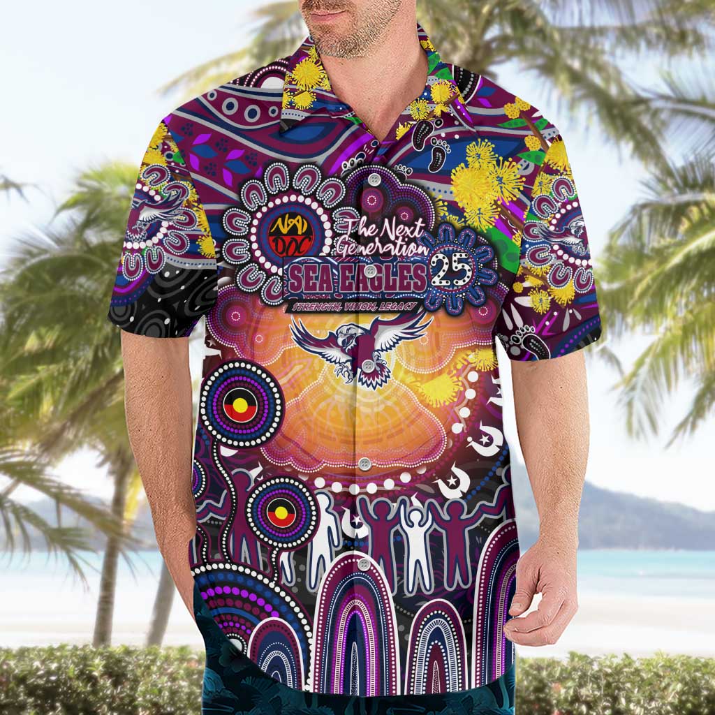 Personalised NAIDOC Week 2025 Sea Eagles Rugby Hawaiian Shirt Aboriginal Dot Painting