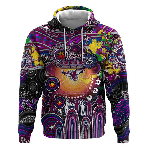 Personalised NAIDOC Week 2025 Sea Eagles Rugby Hoodie Aboriginal Dot Painting