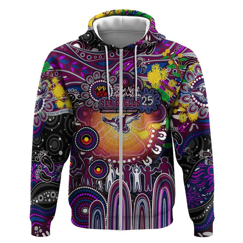Personalised NAIDOC Week 2025 Sea Eagles Rugby Hoodie Aboriginal Dot Painting