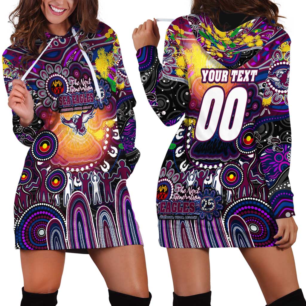 Personalised NAIDOC Week 2025 Sea Eagles Rugby Hoodie Dress Aboriginal Dot Painting