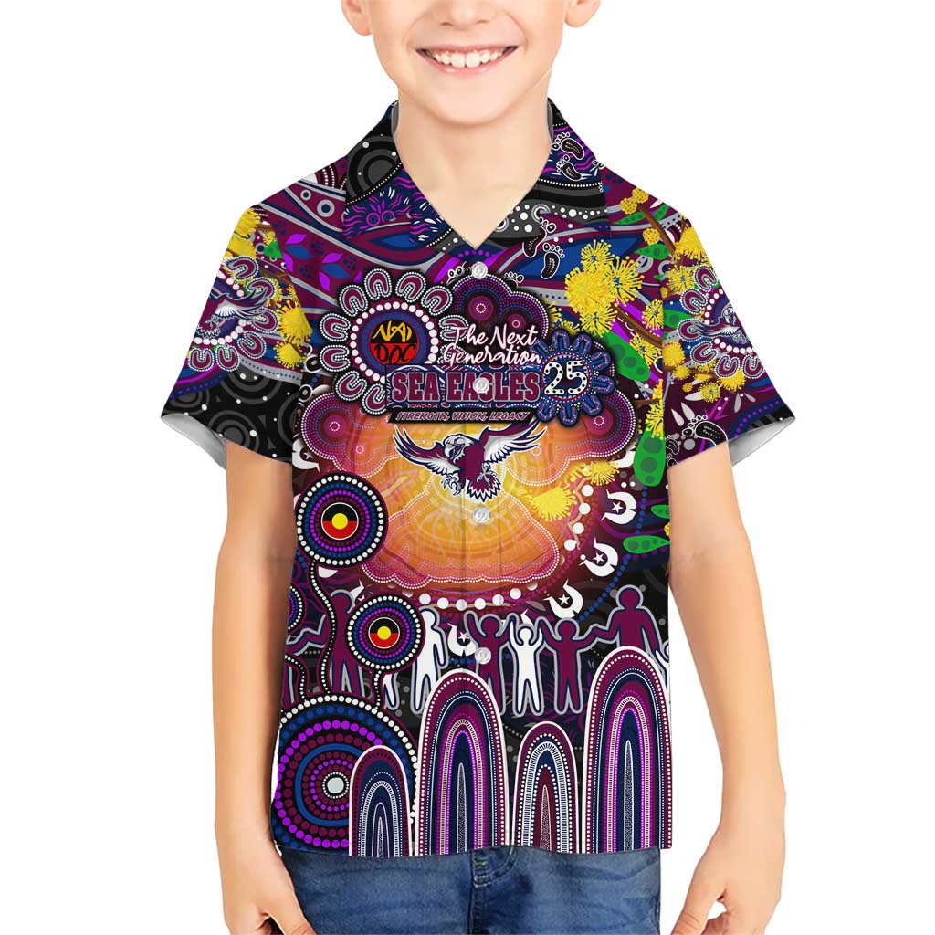 Personalised NAIDOC Week 2025 Sea Eagles Rugby Kid Hawaiian Shirt Aboriginal Dot Painting