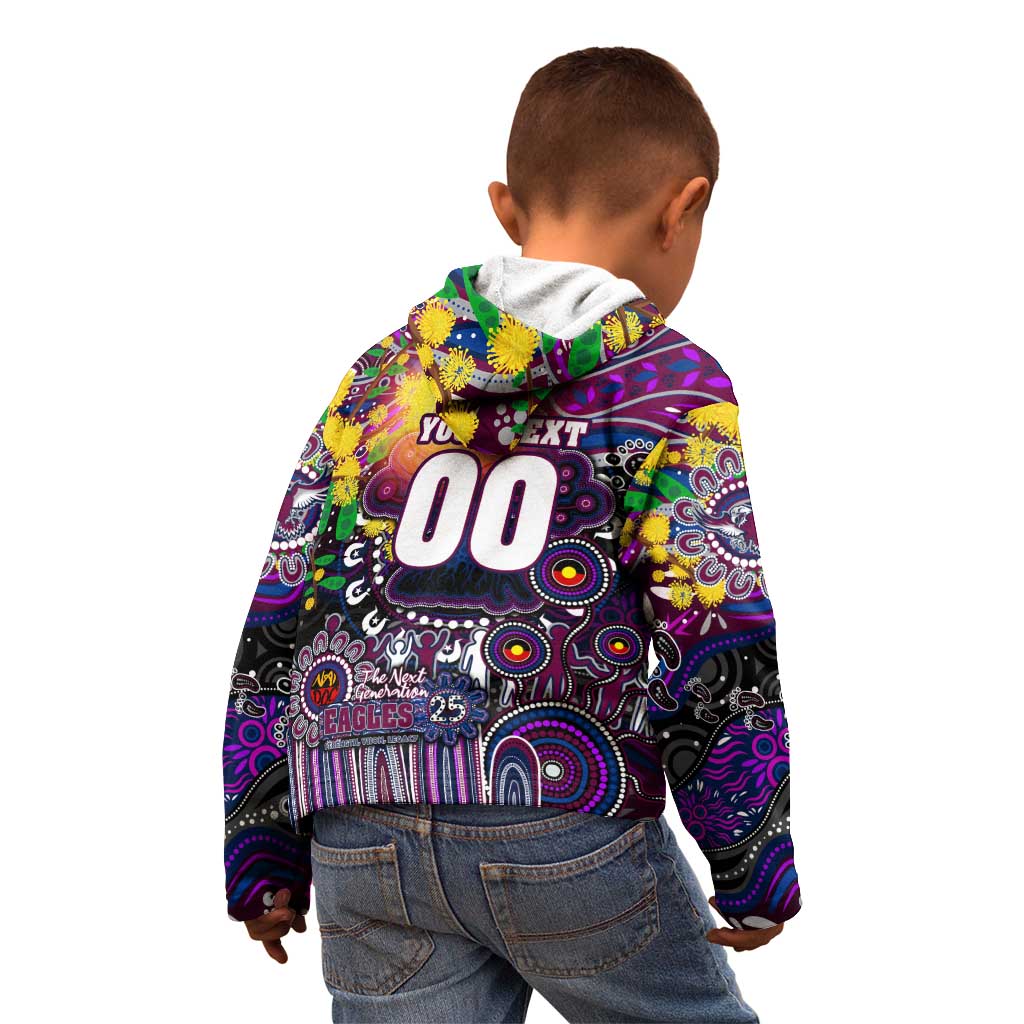 Personalised NAIDOC Week 2025 Sea Eagles Rugby Kid Hoodie Aboriginal Dot Painting