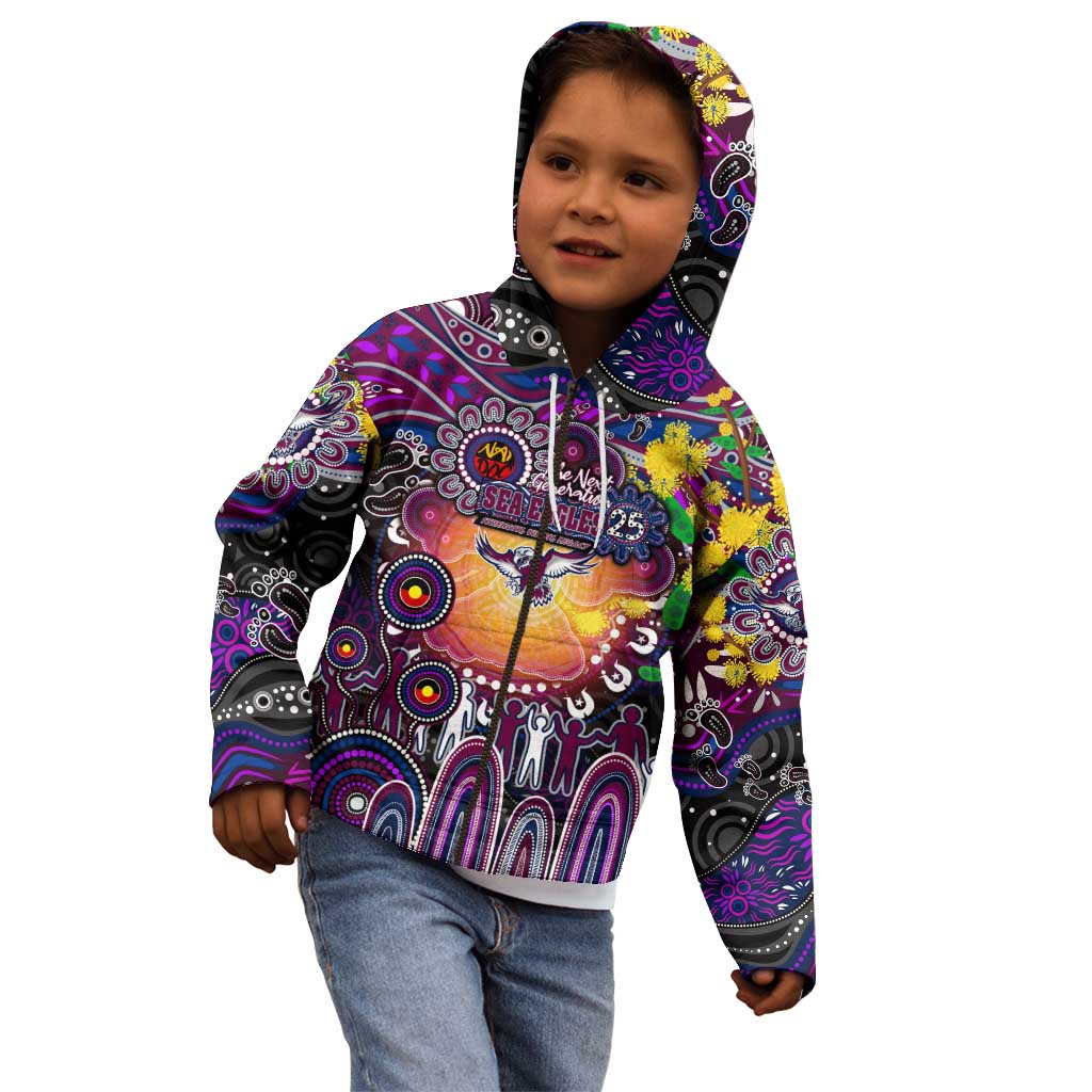 Personalised NAIDOC Week 2025 Sea Eagles Rugby Kid Hoodie Aboriginal Dot Painting