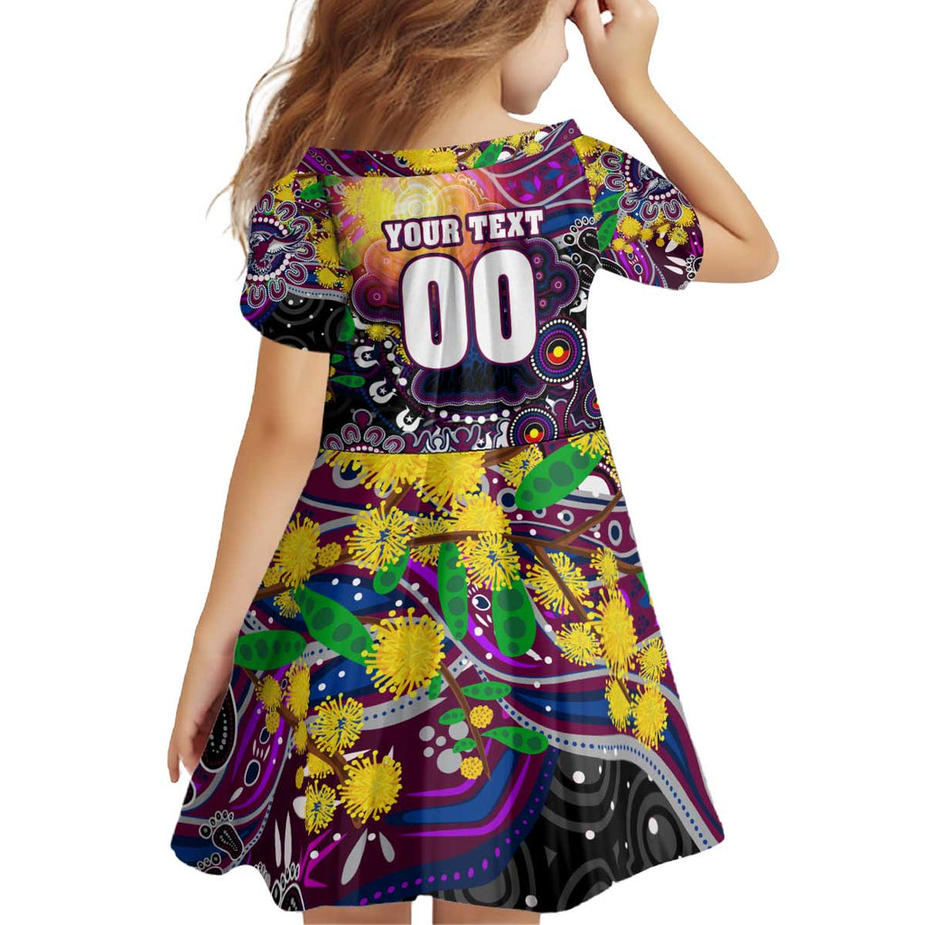 Personalised NAIDOC Week 2025 Sea Eagles Rugby Kid Short Sleeve Dress Aboriginal Dot Painting