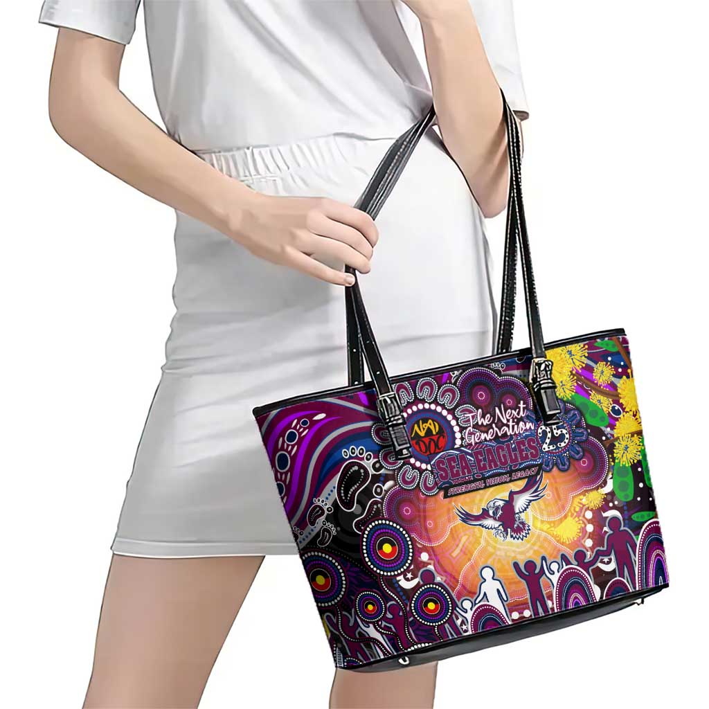NAIDOC Week 2025 Sea Eagles Rugby Leather Tote Bag Aboriginal Dot Painting