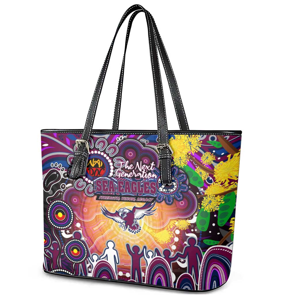 NAIDOC Week 2025 Sea Eagles Rugby Leather Tote Bag Aboriginal Dot Painting