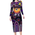 Personalised NAIDOC Week 2025 Sea Eagles Rugby Long Sleeve Bodycon Dress Aboriginal Dot Painting
