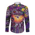 Personalised NAIDOC Week 2025 Sea Eagles Rugby Long Sleeve Button Shirt Aboriginal Dot Painting