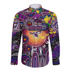 Personalised NAIDOC Week 2025 Sea Eagles Rugby Long Sleeve Button Shirt Aboriginal Dot Painting