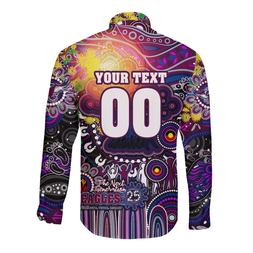 Personalised NAIDOC Week 2025 Sea Eagles Rugby Long Sleeve Button Shirt Aboriginal Dot Painting