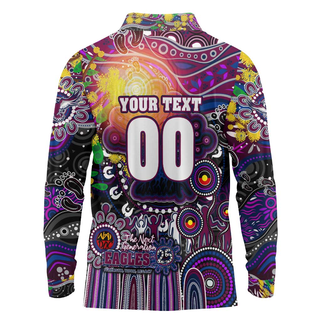 Personalised NAIDOC Week 2025 Sea Eagles Rugby Long Sleeve Polo Shirt Aboriginal Dot Painting
